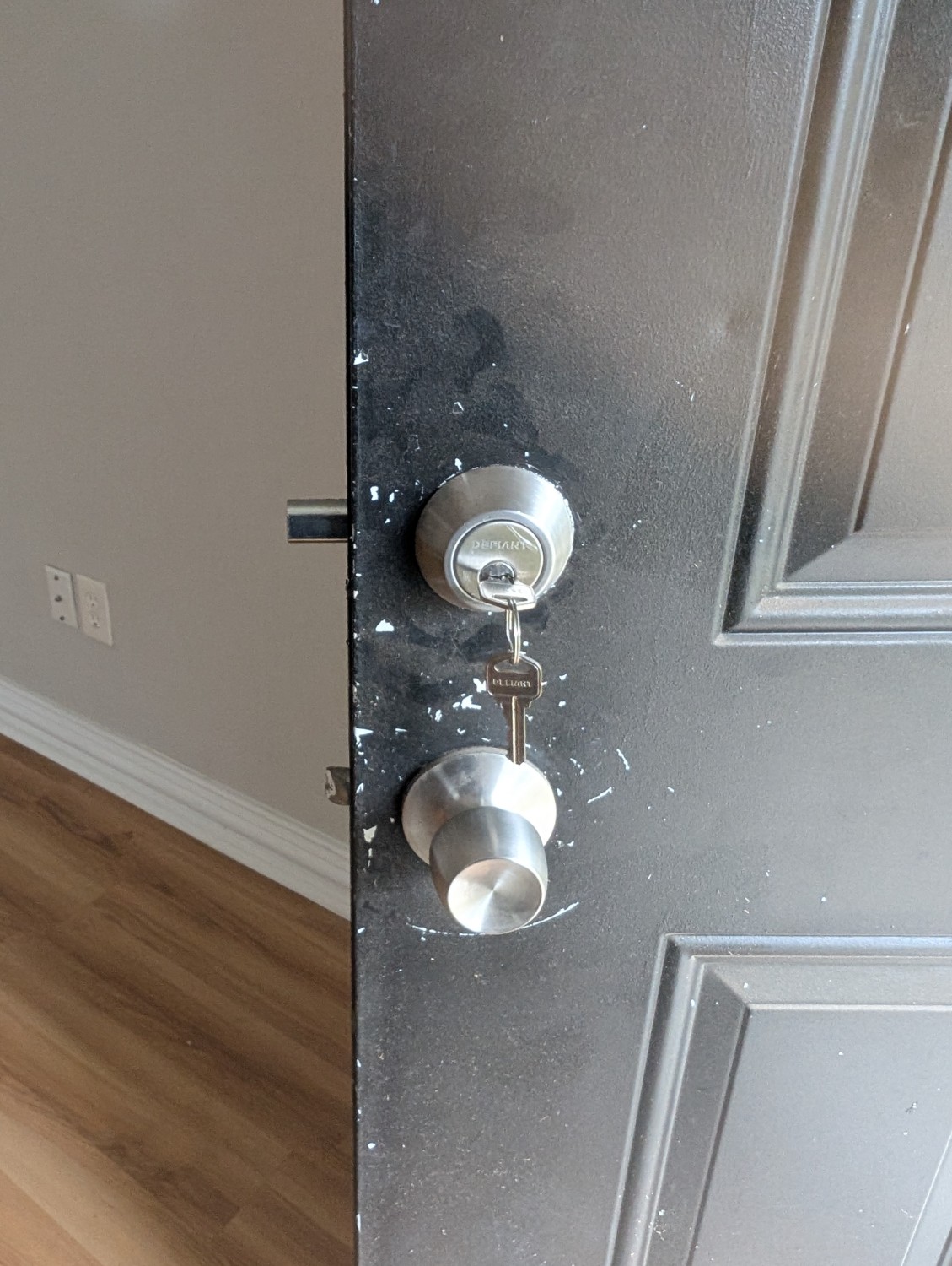Close-up of residential lock hardware serviced by a mobile locksmith